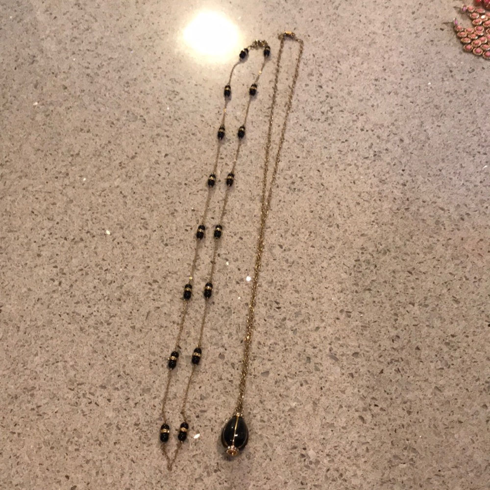 Set of 2! J crew long necklace black and gold